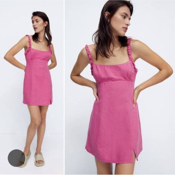 Zara Linen Blend Dress - Picture 1 of 9